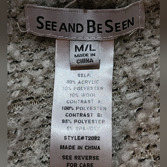 See and Be Seen Sherpa Fleece Vest M/L Plaid Trim Cozy Open Front Layering - Picture 6 of 6